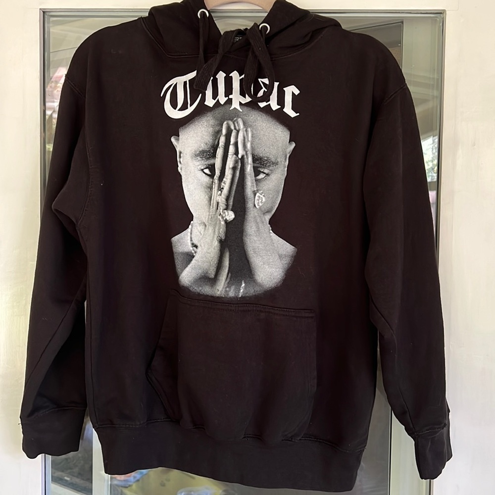 Tupac Shakur Black Cross Colours Hoodie